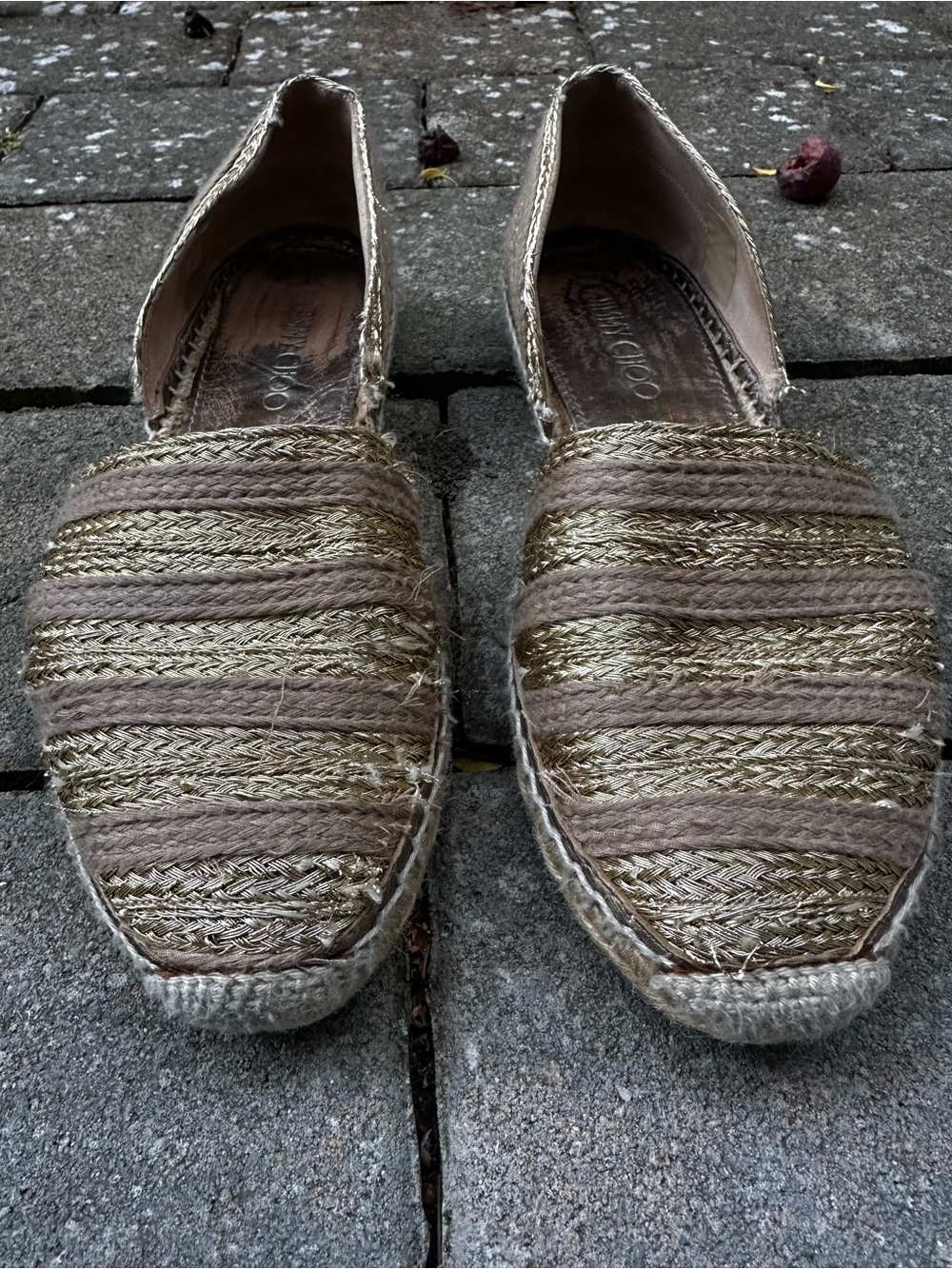 Jimmy Choo Metallic Striped D’Orsay Espadrille Flats - Size 38 (US 8)